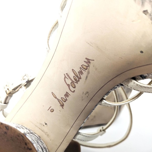 Sam Edelman Womens 10 Sandals Daffodil Snake Strappy Leather Open Toe Block Heel - Picture 8 of 8